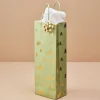 Presentpåse flaska jul grön guld 13 x 8,2 x 35,9 cm