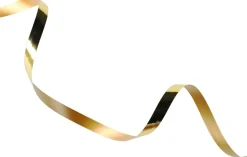 Presentsnöre på rulle, plast, guld, 20 m