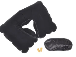 Reseset med kudde, mask och öronproppar