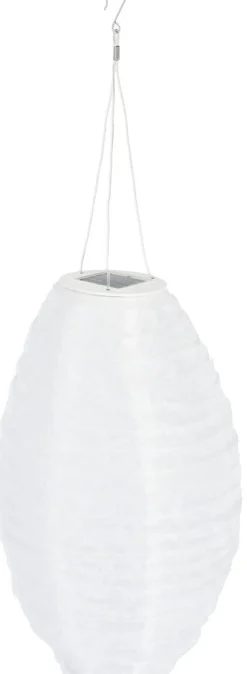 Rislampa solcell oval, hängande sollcellslampa, vit
