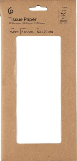 Silkespapper, vitt, 50 x 70 cm, 5 ark