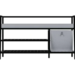 Sittbänk med skoförvaring hall 107x42x62 cm, svart