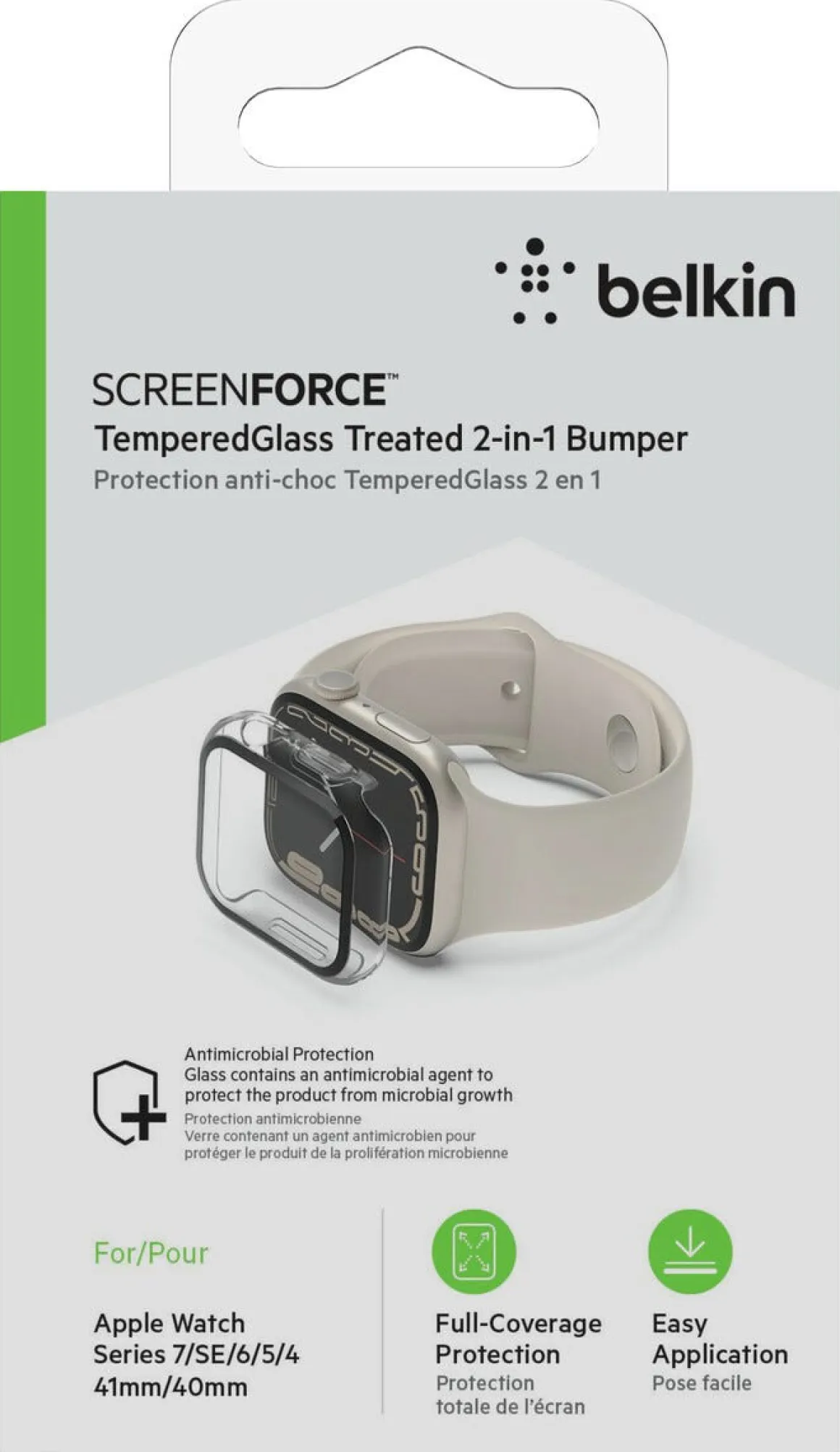 Skärmskydd för Apple Watch SE1/2/3 / 40 / 41, Belkin ScreenForce