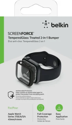 Skärmskydd för Apple Watch SE1/2/3 / 44 / 45, Belkin ScreenForce