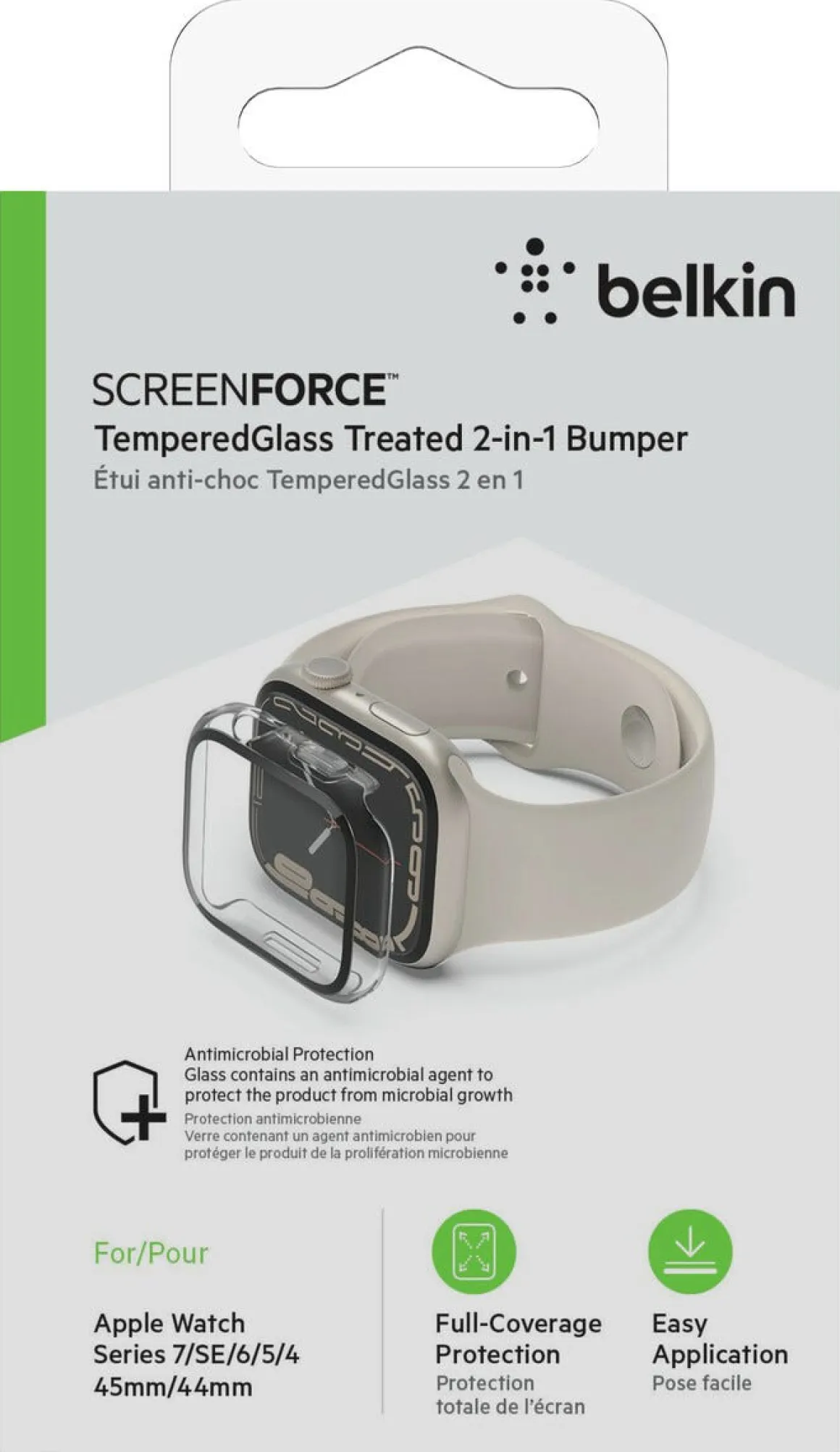 Skärmskydd för Apple Watch SE1/2/3 / 44 / 45, Belkin ScreenForce