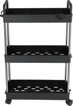 Smal rullvagn med 3 lådor, svart