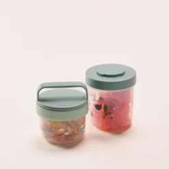 Snackslåda barn, med fack, stapelbar, 2-pack