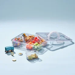 Snackslåda med 8 fack och bärhandtag
