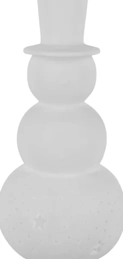 Snögubbe i keramik med LED och timer, 14,8 cm