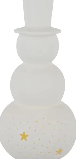 Snögubbe i keramik med LED och timer, 14,8 cm