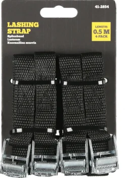 Spännrem 18 mm x 0,5 m svart, 4-pack