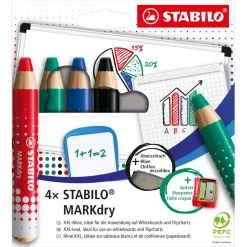 Stabilo MarkDry pennor whiteboard, flipchart, 4-pack