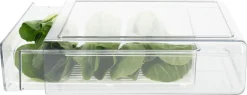 Stapelbar kylskåpsförvaring med låda, transparent
