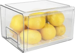 Stapelbar kylskåpsförvaring med låda, transparent