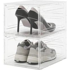 Stapelbar skolåda med dörr, transparent plast, 2-pack
