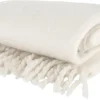 Stickad filt med fransar 127x152 cm, vit