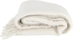 Stickad filt med fransar 127x152 cm, vit