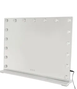 Stor sminkspegel med dimbar LED-belysning, vit, 80 x 62 cm