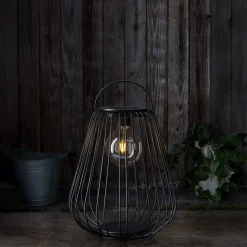 Stor solcellskorg Northlight ljuslykta, svart 43 cm