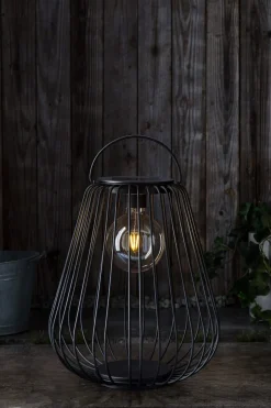 Stor solcellskorg Northlight ljuslykta, svart 43 cm