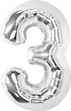 Stor sifferballong silver 82 cm, 0-9, 1-pack