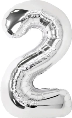 Stor sifferballong silver 82 cm, 0-9, 1-pack
