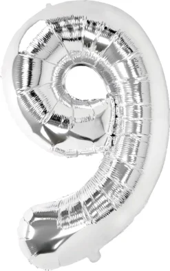 Stor sifferballong silver 82 cm, 0-9, 1-pack