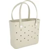 Strandväska plast med hålmönster, beige