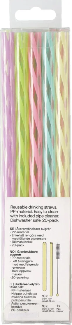 Sugrör plast, återanvändbara, 20-pack