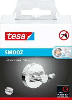 Tesa Smooz självhäftande handdukskrok dubbel, kromad