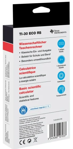 Texas Instruments TI-30 ECO RS miniräknare, solcell