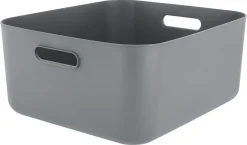 Tidy förvaringslåda med lock, återvunnen plast, grå
