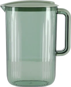 Tillbringare i plast med lock och 4 glas, 2 liter