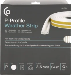 Tätningslist P-profil vit, 3 -5 mm