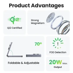 Ugreen 2-in-1 MagSafe trådlös laddare, 15 W