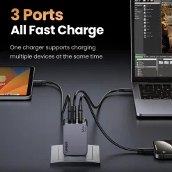 Ugreen Nexode Pro USB-C laddare 65 W 3 portar, GaN