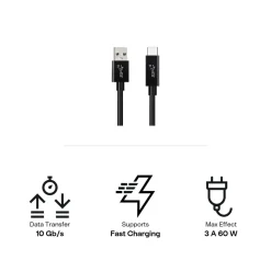 USB A till USB C kabel 1 m, Clas Ohlson SuperSpeed+ 3.1