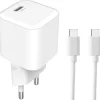 USB-C PD laddare med kabel, 1 m, 20 W, vit