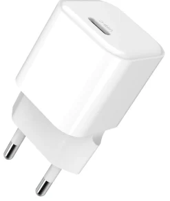 USB-C PD laddare med kabel, 1 m, 20 W, vit