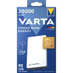 Varta Energy powerbank 20 000 mAh, 3 USB-portar
