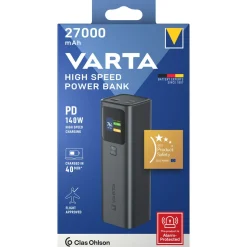 Varta high speed powerbank 27000 mAh 140W, snabbladdare