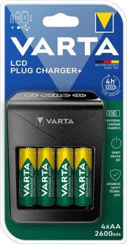 Varta LCD Plug Charger+ batteriladdare, 2600 mAh