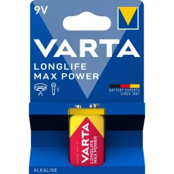 Varta Longlife Max Power 9 V batteri, 1 pack