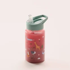 Vattenflaska med sugrör barn, spillfri, 450 ml