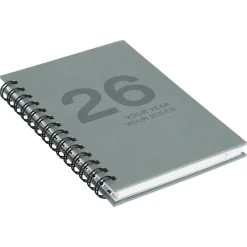 Veckokalender 2026 A6 spiralbunden, grå