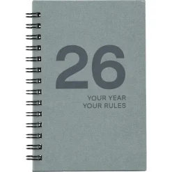 Veckokalender 2026 A6 spiralbunden, grå