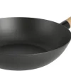 Wokpanna i kolstål med platt botten, 28 cm